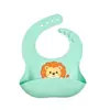 Babador de silicone de grau alimentício para bebê, design 3D, à prova de vazamentos, com estampa de leão de desenho animado, ajustável, adequado para alimentação e hora da refeição