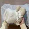 Botas de Neve Islandesas da Moda Estilo Coreano com Bico Redondo e Solado Grosso para Mulheres, Inverno 2025, Forradas com Lã, de Cadarço, Botas Curtas Emagrecedoras