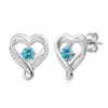 Pendientes de Plata S925 con Forma de Corazón de las Doce Piedras de Nacimiento para Mujer, Joyería de Lujo Ligero Simple Personalizada, Venta al por Mayor