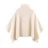 Nuevo Abrigo de Punto Asimétrico con Cuello Alto de Mezcla Suelta para Mujer, Ropa de Otoño e Invierno Europea y Americana Transfronteriza