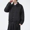 Transfronteiriça 2024 primavera novo estilo chinês estilo chinês fivela de metal camisa solta lapela jaqueta casual casaco masculino