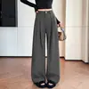 Pantalones de traje rectos de pierna ancha para mujer, nuevos de principios de otoño de 2026, pantalones de traje casual de tiro alto hasta el suelo, para figuras petite