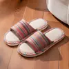 Chinelos de Linho Masculinos Quatro Estações Internos Domésticos Silenciosos Absorventes de Suor Resistentes ao Desgaste Primavera e Outono Chinelos de Linho de Algodão Masculinos