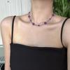 Collar de Amatista Natural Fresco de Verano Ins Cadena para Clavícula Deslumbrante con Estrellas Apilada con Original Hecho a Mano