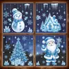 Decoraciones navideñas, nieve y hielo cálidos de invierno, renos, pegatinas de vidrio de Santa Claus, muñeco de nieve, pegatinas electrostáticas de árbol de Navidad