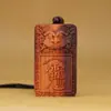 Madeira Fulminada com Padrões de Trovão, Pingente Dupla Face com Caracteres Auspiciosos e Protetores, Ferramenta Ritualística Taoísta Feita de Madeira de Pessegueiro Fulminada
