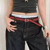 Cinto Retro de Tecido Vermelho Fino para Cintura Feminina, Acessório de Cinto Personalizado para Saias e Jeans, Cinto Estreito de Couro, Cinto Acessório Emagrecedor