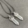 Collar de bala de cristal de ágata natural, collar colgante de cono hexagonal de cristal rosa, doble punta, suministro de Amazon para hombres y mujeres