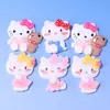 Accesorios DIY para gatos en tonos rosados, componentes de resina, funda de teléfono creativa hecha a mano con pegamento de crema, scrunchies y accesorios para el cabello