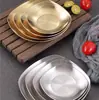 Prato de Kimchi da Coreia do Sul Aço Inoxidável 304 Quadrado Quatro Cantos Prato Extra Espesso para Petiscos Estilo Coreano Loja de Churrasco Prato Dourado