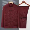 Traje Tang masculino para mediana edad y ancianos, traje de manga larga para primavera y otoño, traje de verano, traje para padre, traje para abuelo, ropa para el año de la vida, traje completo