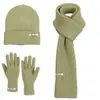 Chapéu, Luvas, Cachecol, Conjunto de Três Peças à Prova de Frio e Quente para o Inverno com Proteção para as Orelhas, Chapéu de Lã Tricotado Fashionável Estilo Coreano para Mulheres