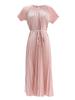 Vestido plisado de moda holgado de talla grande 2024 primavera y verano nuevo color estampado cintura ceñida con cordones falda plisada midi
