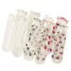 Calcetines para mujer de primavera y verano, calcetines finos de tubo, medias de cristal de cristal, calcetines japoneses blancos de encaje y felpa, venta al por mayor