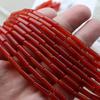 Acessórios de contas tubulares de ágata vermelha gema de cristal contas soltas cilíndricas pequenas material para presilha de cabelo DIY brincos de franja pulseira de brincar