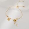 Pulsera de Acero Titanio con Tirador Estilo Étnico Chino Marea Nacional Marca Calabaza Fu para Mujer Dorada 18k Pulsera de Acero Inoxidable Todo Fósforo