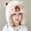 Bonito Sombrero de Felpa de Capibara de Dibujos Animados para Niños, A prueba de frío para Otoño e Invierno, Cálido, Protector de Orejas, Sombrero Lei Feng Engrosado