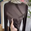 Camiseta Interior Ankela Roja de Cuello Medio Alto para Mujer Estilo Nuevo Otoño/Invierno 2026 Cómoda Suave Elástica de Manga Larga