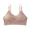 Nova chegada Sutiã com bojo sem costura e fivela traseira, com bojo e base sem aro, cor sólida, roupa íntima esportiva para mulheres