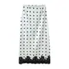 Falda de Moda para Mujer 2026 Verano Nueva Moda Europea y Americana Simple Versátil Encaje Patchwork Lunares Satén Falda