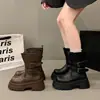 Botas Martin de suela gruesa para mujer 2026 nuevo estilo otoño tacón grueso botas de motociclista para personas menudas, botas cortas retro británicas que aumentan la altura