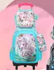 Mochila Escolar Transfronteiriça 3D Casca Dura Couro Concavo-Convexo Aluno do Ensino Fundamental Mochila de Rodinhas 5-12 Anos Desenho Animado Conjunto de Três Peças Mochila