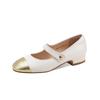 Elegantes zapatos Mary Jane de piel de vaca de una sola capa, fáciles de combinar y usar, con punta redonda y tacón bajo, para otoño de 2022.