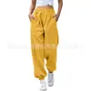 Amazon 2023 Calça Esportiva Solta de Cintura Alta Feminina Xadrez Cintura Alta Sem Cordão Calça Suéter Casual com Bolsos