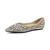 Weiwei Girl 5933-36 Sapatos Baixos de Bico Fino Estilo Francês para Mulheres, Boca Rasa, Sapatos de Noiva com Strass, Sapatos Elegantes Femininos para Combinar com Vestidos