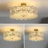 Luz de Dormitorio Moderna Simple Lujo Ligero Vidrio Artístico Nuevo Estilo Luz de Cristal Lujo Ligero Estudio Luz Francesa Luz de Techo Estilo Lujo Ligero