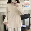 Pijamas de Otoño e Invierno para Mujer con Almohadillas para el Pecho, Trajes de Terciopelo Alemán de Manga Larga, Ropa de Casa Casual Dulce Estilo Coreano que se Puede Usar Afuera