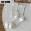 Calcetines de algodón puro para mujer hasta la pantorrilla para primavera y otoño, combinados con sandalias Birkenstock, estilo JK, blancos, resistentes al olor, posparto, calcetines largos sin costuras
