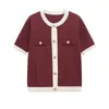 Fabricante Mayorista de Ropa para Mujer Transfronteriza 2026 Nuevo Estilo Europeo y Americano Moda Casual Cuello Redondo Manga Corta de Punto de Botones