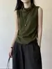 Árvore Paulownia da Montanha do Norte, colete de tricô feminino sem mangas com gola babada, estilo casual de outono, blusa base para usar por baixo, P188