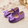 Zapatos Mary Jane de terciopelo con lazo para niñas, zapatos para actuaciones en fiestas navideñas infantiles, zapatos de princesa suaves y delicados