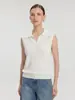 Chal de punto liso sin mangas con cuello en V, Ropa exterior de verano ajustada a la cintura y adelgazante con textura