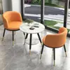 Conjunto de mesa e cadeiras de varanda de luxo com três peças, moderno, uma mesa e duas cadeiras, conjunto de mesa redonda de recepção casual simples criativo, combinação