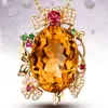 Collar con Colgante de TikTok Live Chapado en Oro de 24k con Colgante de Citrino de Imitación Color Turmalina Amarilla Colgante de Flor Tesoro