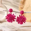 Brincos de Flor Estilo Férias Boêmio para Mulheres, Brincos de Ráfia Trançada Tendência Nicho, Acessórios de Orelha Exagerados Atacado