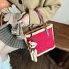 Bolsa Saco Portátil Feminina 20253 Outono e Inverno Nova Bolsa Tote Acolchoada de Camurça Grande Capacidade Camurça Fosca