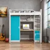 Cama de Hierro Forjado, Escritorio y Armario Combinados Yifanmei para Residencias Universitarias, Dormitorios de Estudiantes y Personal, con Escaleras Seguras para Entrar y Salir