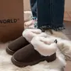 Pantuflas de Algodón de Color Sólido con Suela Gruesa para Mujer 2026 Nuevo Invierno Interior Engrosadas Impermeables con Felpa Calientes Aumentan Altura Zapatos de Algodón para Mujer