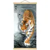 M58 Tigre Imagen Tigre Feroz Descendiendo Montaña Tigre Feroz Ascendiendo Montaña Sala de Imágenes Entrada Estudio Rollo Pintura Decorativa