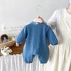 Mono de Mezclilla con Estampado de Cachorro de Dibujos Animados Lindo Dianxi para Bebés y Niños Pequeños, Mono Largo Nuevo Estilo Otoño para Bebé