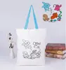 Regalos de Actividad Festiva para Niños de Preescolar Bolsa de Graffiti Dibujada a Mano con Dibujos Animados Bolsa de Lienzo de Coloración DIY Dibujada a Mano Almacenamiento