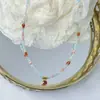 Novo Colar de Contas com Pedras Naturais Estilo Chinês Ágata Vermelha para Mulheres, Estilo Elegante e Luxuoso, Corrente de Clavícula Azul de Alta Qualidade para Mulheres