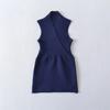 Estilo Europeo y Americano Estilo Pura Pasión Cuello en V Cruzado Sin Mangas Tejido Femenino Cintura Delgada Color Sólido Top Pulóver Básico