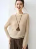 75% Cachemira 25% Seda de Morera Otoño/Invierno Sin Costuras Estilo Perezoso Cuello Redondo Suéter de Punto para Mujer Holgado Estilo Old Money Ropa Interior