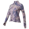 Sudadera Deportiva de Media Cremallera de Manga Larga para Mujer, Profesional para Correr, Lycra, Entrenamiento, Empalme de Camuflaje, Adelgazante para Fitness, Ropa de Fitness Adelgazante