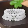 Pulseira de Jade Natural Tianshan de Xinjiang Jadeíta Flor Flutuante Contas Soltas Contas Redondas Pulseira de Jade Fio de Ouro Joia de Mão Suprimento ao Vivo